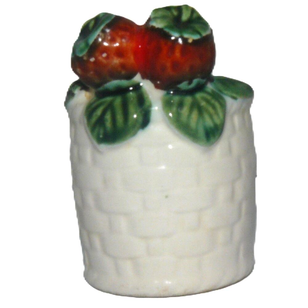 Vintage Ceramic Strawberry-Top Toothpick Holder Vase Japan MCM Cottage Core